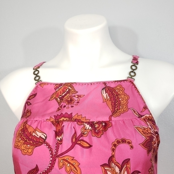 Ann Taylor Silk Pink Floral Shift Chain Y2K Dress - Picture 3 of 4